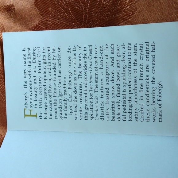 💕HP💕Snow Dove Crystal Candlesticks by Faberge NWOT - Picture 7 of 10